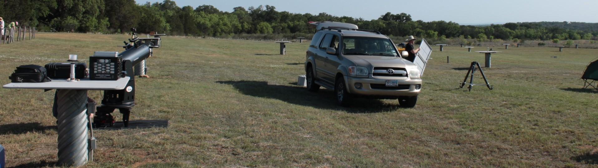 Preparations on the observing field. Courtesy Jim Spigelmire.