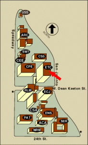 UT Campus Map showing location of ETC.